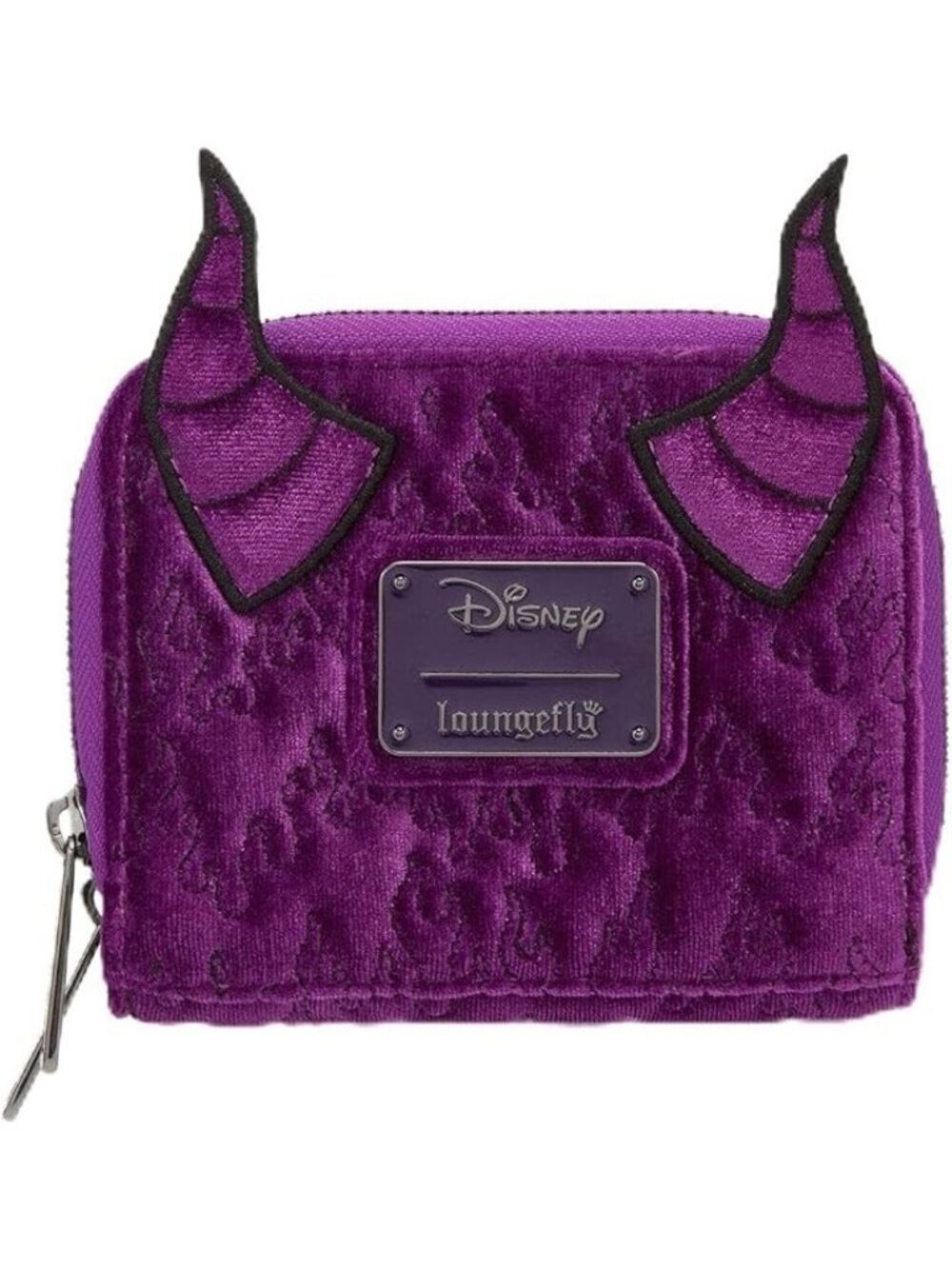 Loungefly Disney Maleficent Horns Accordion Wallet Villain Velvet Zip Around NWT